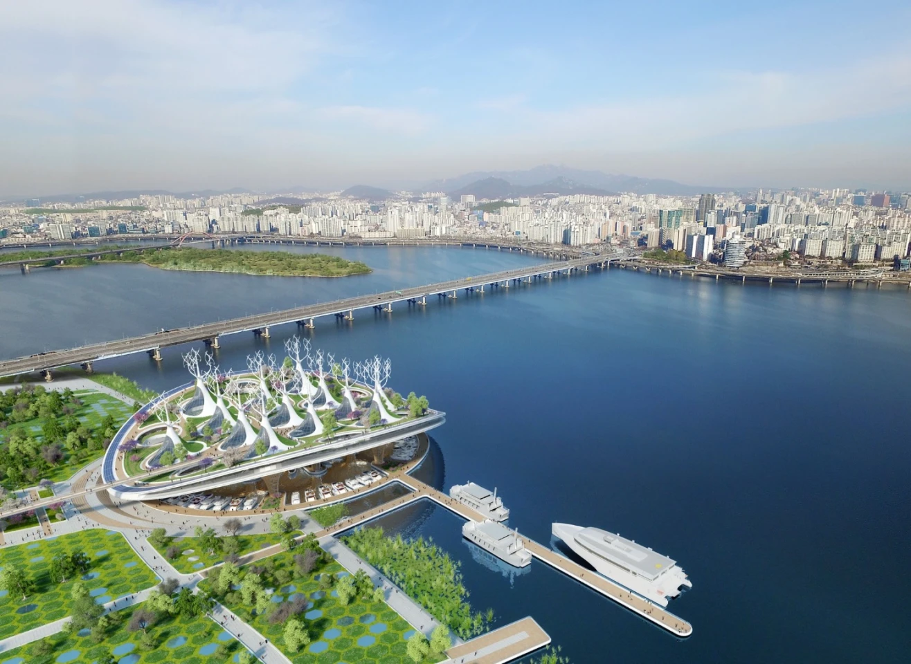 As its name indicates, the Manta Ray envisions a huge manta ray-shaped ferry terminal