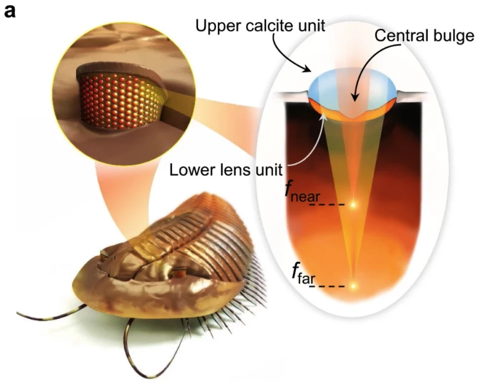 The bulge in the upper lens of the ancient trilobyte species' eyes gave it the ability to focus on near and far points simultaneously