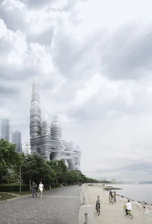 A view of Cloud Citizens along the shore
