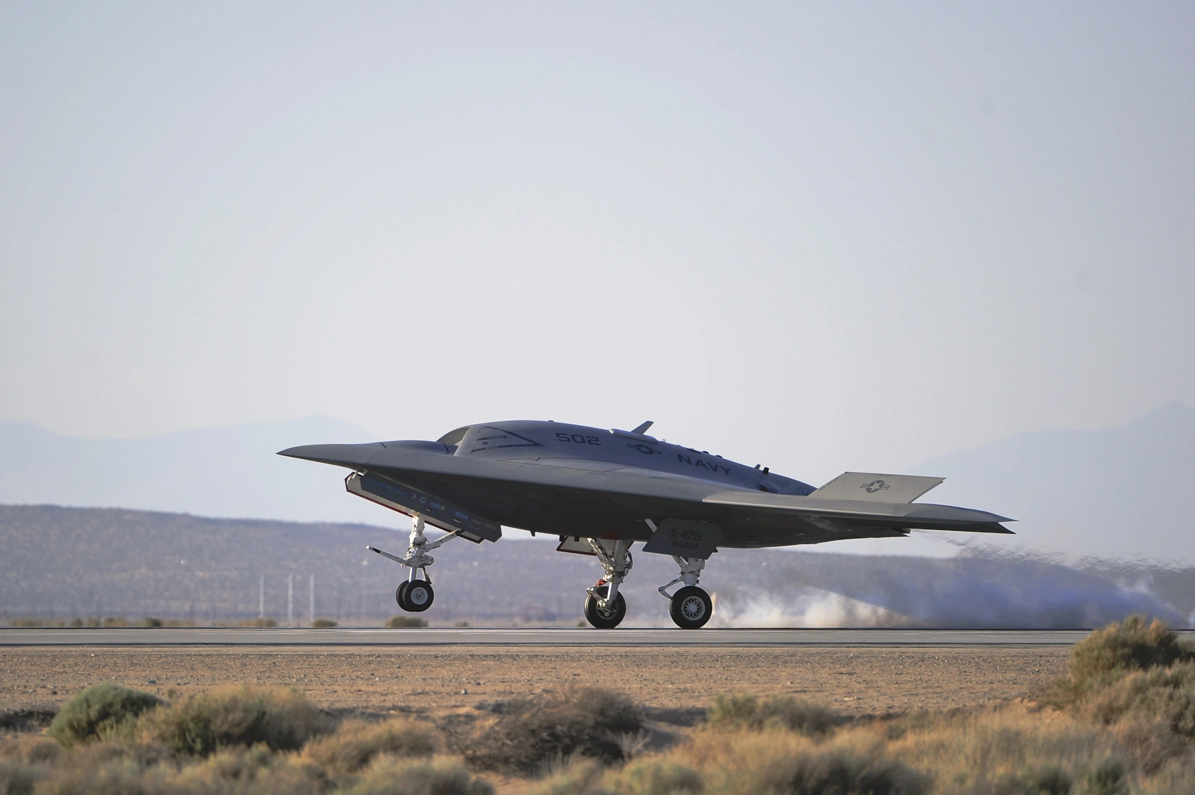 The two X-47B unmanned aircraft completed 23 flights during the airworthiness test phase at Edwards AFB