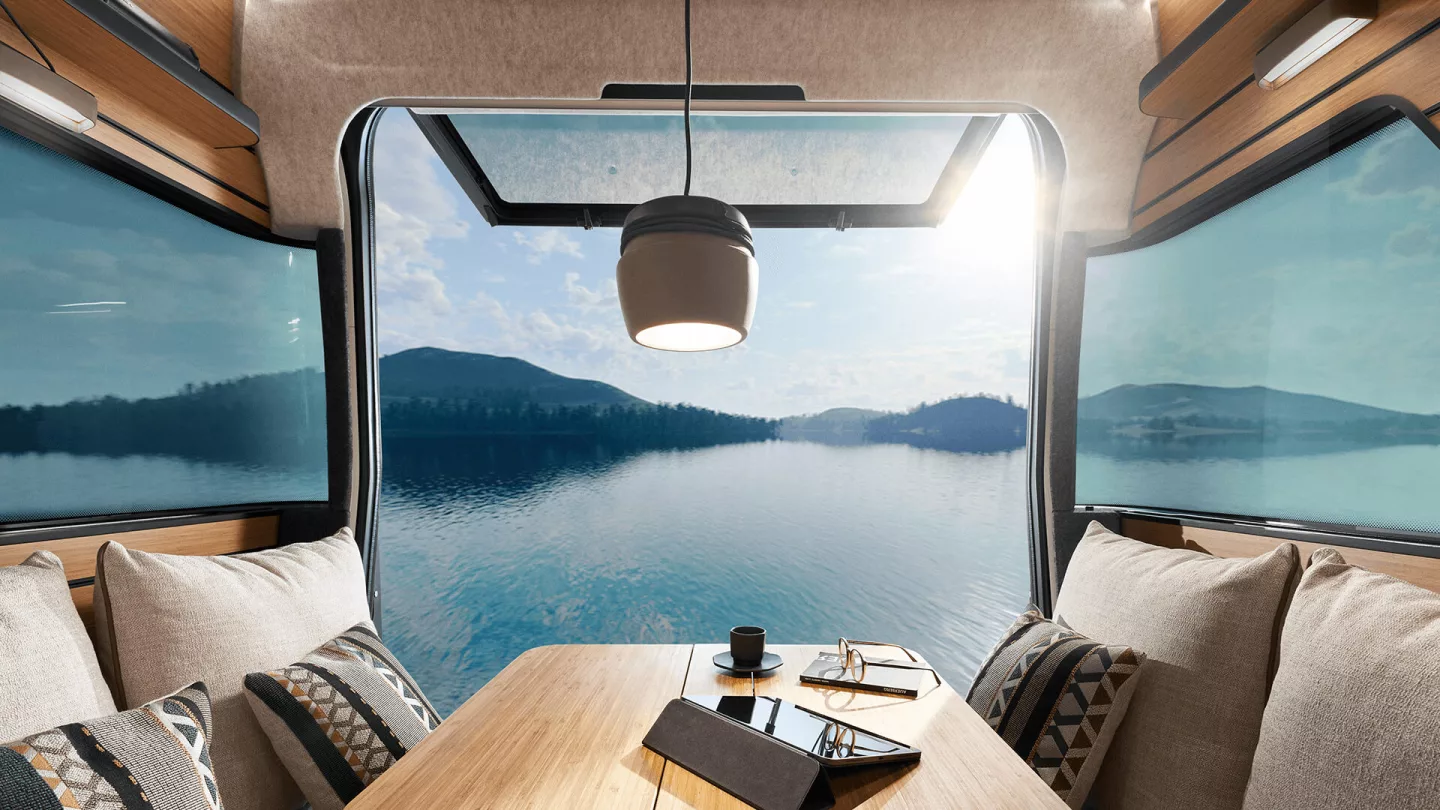 Back up against a lake shoreline or cliff's edge and enjoy dinner with a view