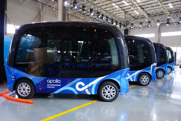 Almost ready to roll: Built by King Long and powered by Baidu's Apollo autonomous platform, the first stop for the Apolong self-driving mini bus will be Chinese cities, before heading to Japan and beyond