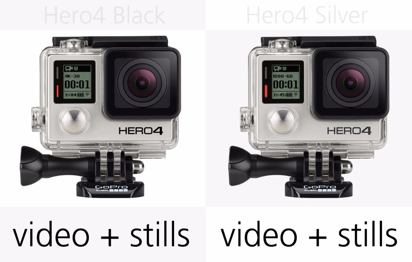 GoPro Hero4 Black and GoPro Hero4 Silver Protune