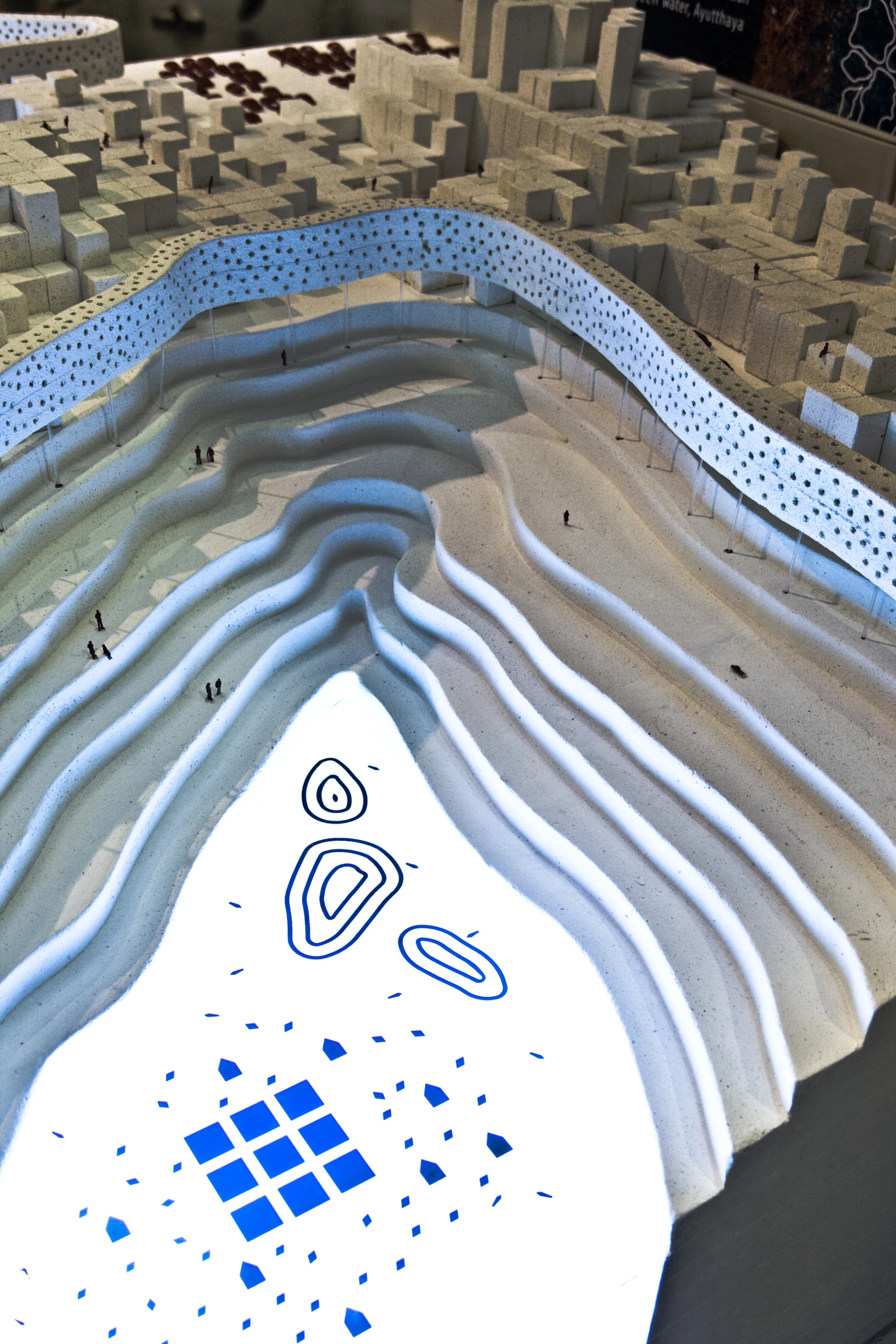 The relative depth of the reservoirs is clear in Shma's physical model of the conceptual Ayutthaya of the future on display at Architect Expo 2012