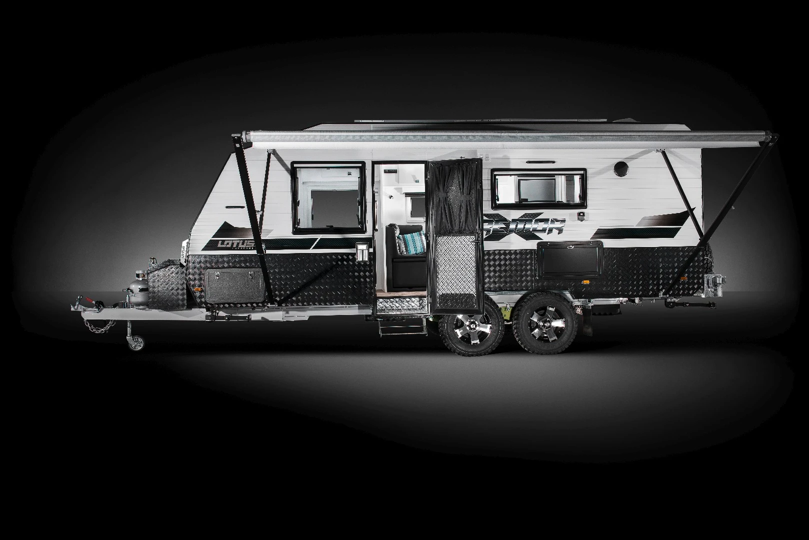 Lotus doesn't list the awning on its list of specs, but it's clearly available on the Tremor