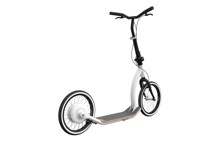 The Smart Ped's kick-assist comes courtesy of a 250 W all-in-one electric motor, based on FlyKly's Smart Wheel tech, and a 29.6 V Li-Ion battery pack