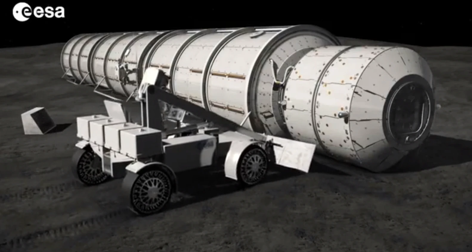 Robot pushing dirt to form a foundation for the module