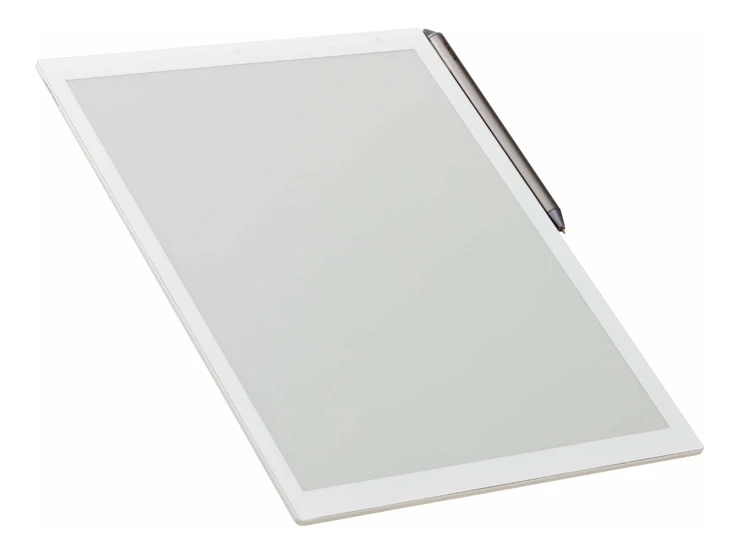 The new Sony Digital Paper tablet has a proprietary layer over the screen, which adds tiny grooves to make writing with the stylus feel more natural