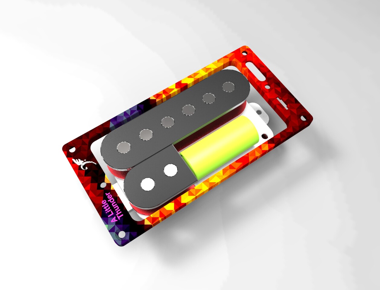 A Little Thunder features a single-coil-sized humbucking pickup, a two-pole pickup reserved for the low notes, digital processing and an onboard battery