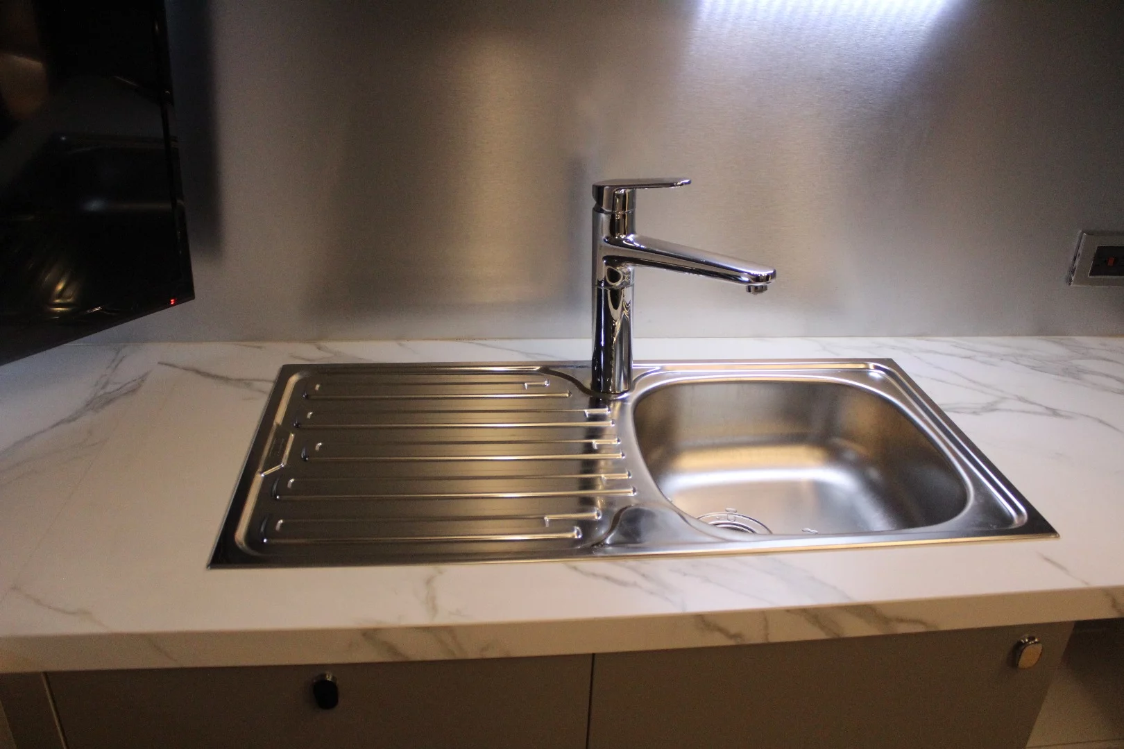 Inside the chef's galley aboard the Furrion Adonis yacht