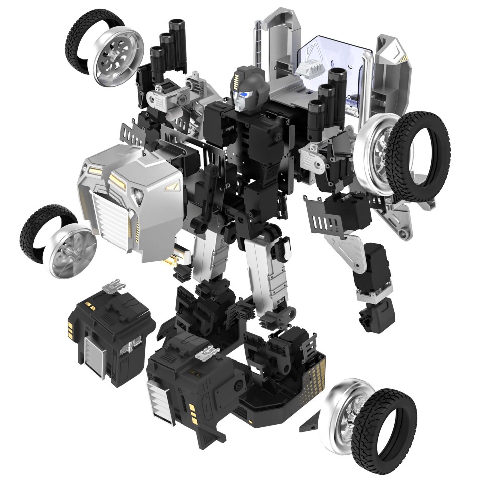 ABS and polycarbonate parts are mounted to an aluminum alloy frame