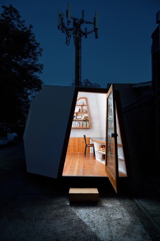 Lighthouse is a 154-sq ft (14.3sqm) unit designed as a backyard office on wheels