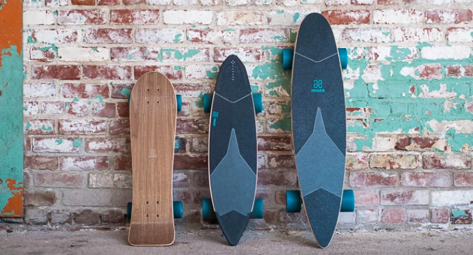 The full range of Huger Tech skateboards