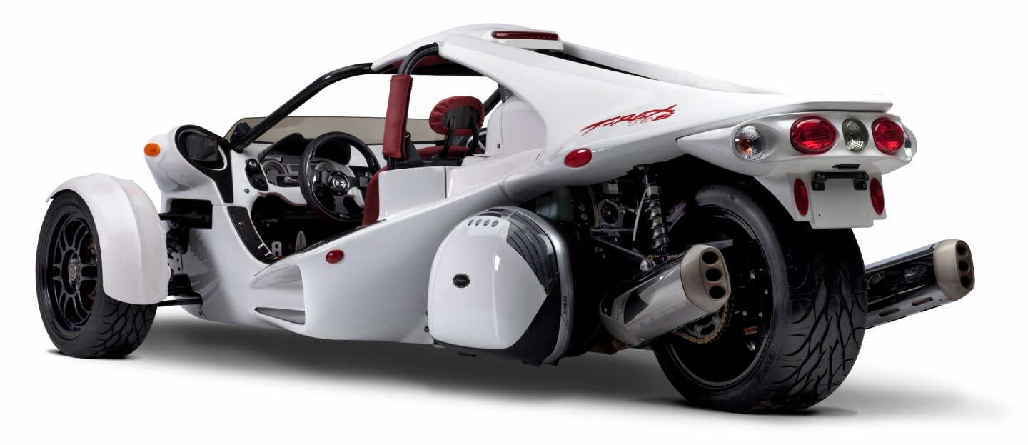 Campagna Motors' new T-REX 16S reverse trike rear angle view