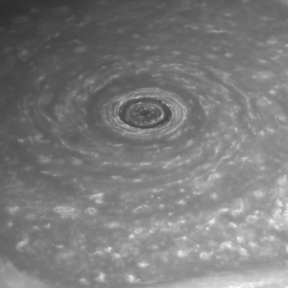 The centre of the vortex at Saturn's north pole