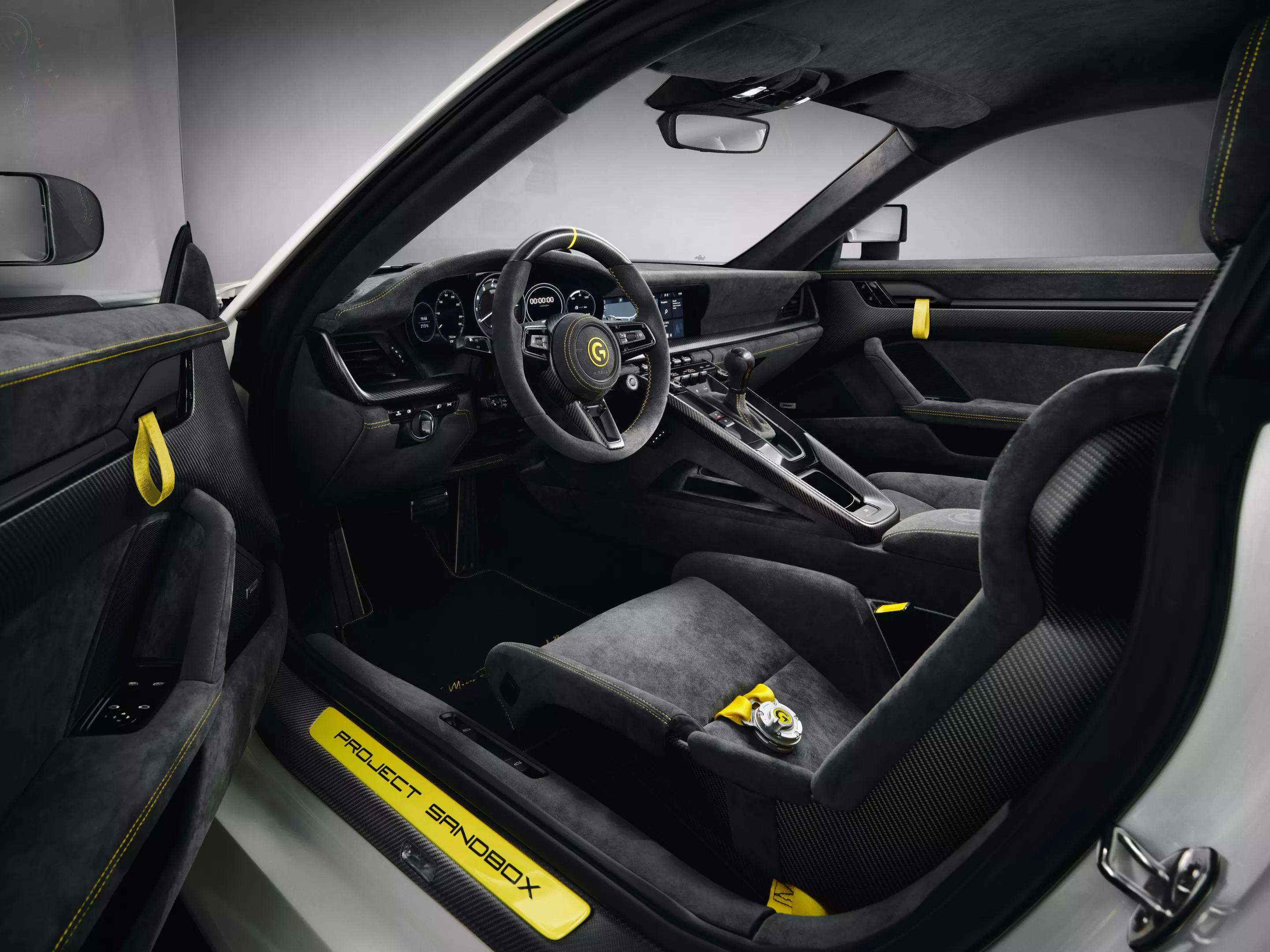 Bespoke interior is covered in leather or Alcantara