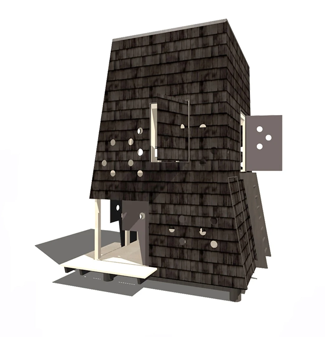 Architectural drawing of one of the shelters