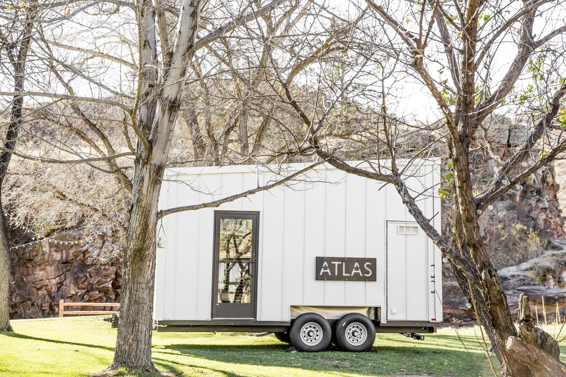 Described by F9 Productions as a tiny house/RV hybrid, the recently-completed Atlas features a tube steel frame and is clad with wood