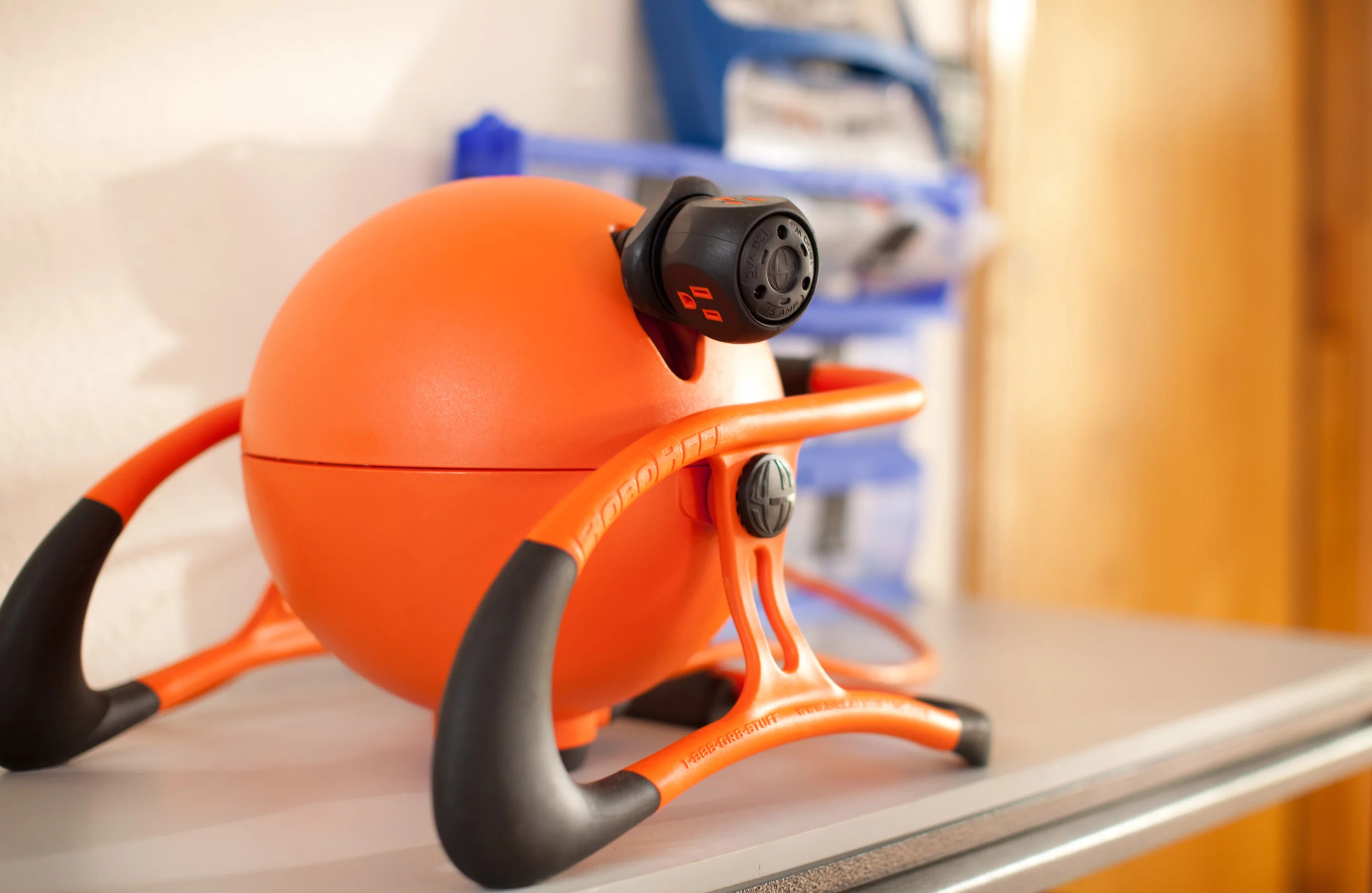 The RoboReel is a motorized extension cord winder, that incorporates several safety and convenience features