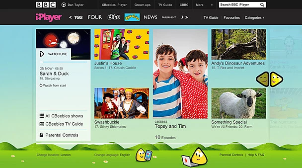 Image-boased index pages for each channel have been introduced