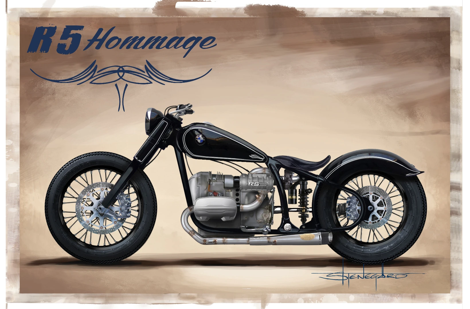 The BMW R5 Hommage followed closely Ola Stenegard's initial sketch