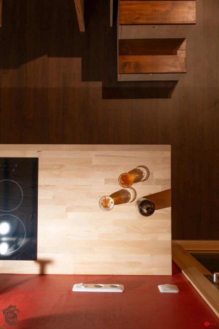 Top-down view of the Axelle's kitchen