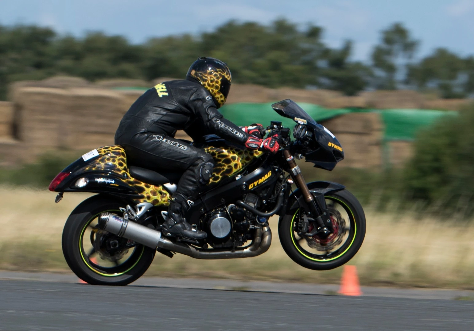 Gary Rothwell from Liverpool during a run at the Motorcycle World Wheelie Championship