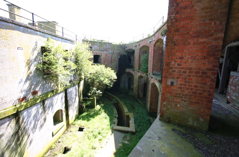 Stack Rock Fort is located off the coast of South Wales, UK
