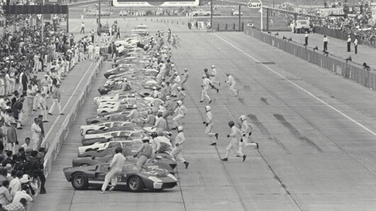 The start of the historic 1966 Le Mans race where Ford finally conquered Ferrari.