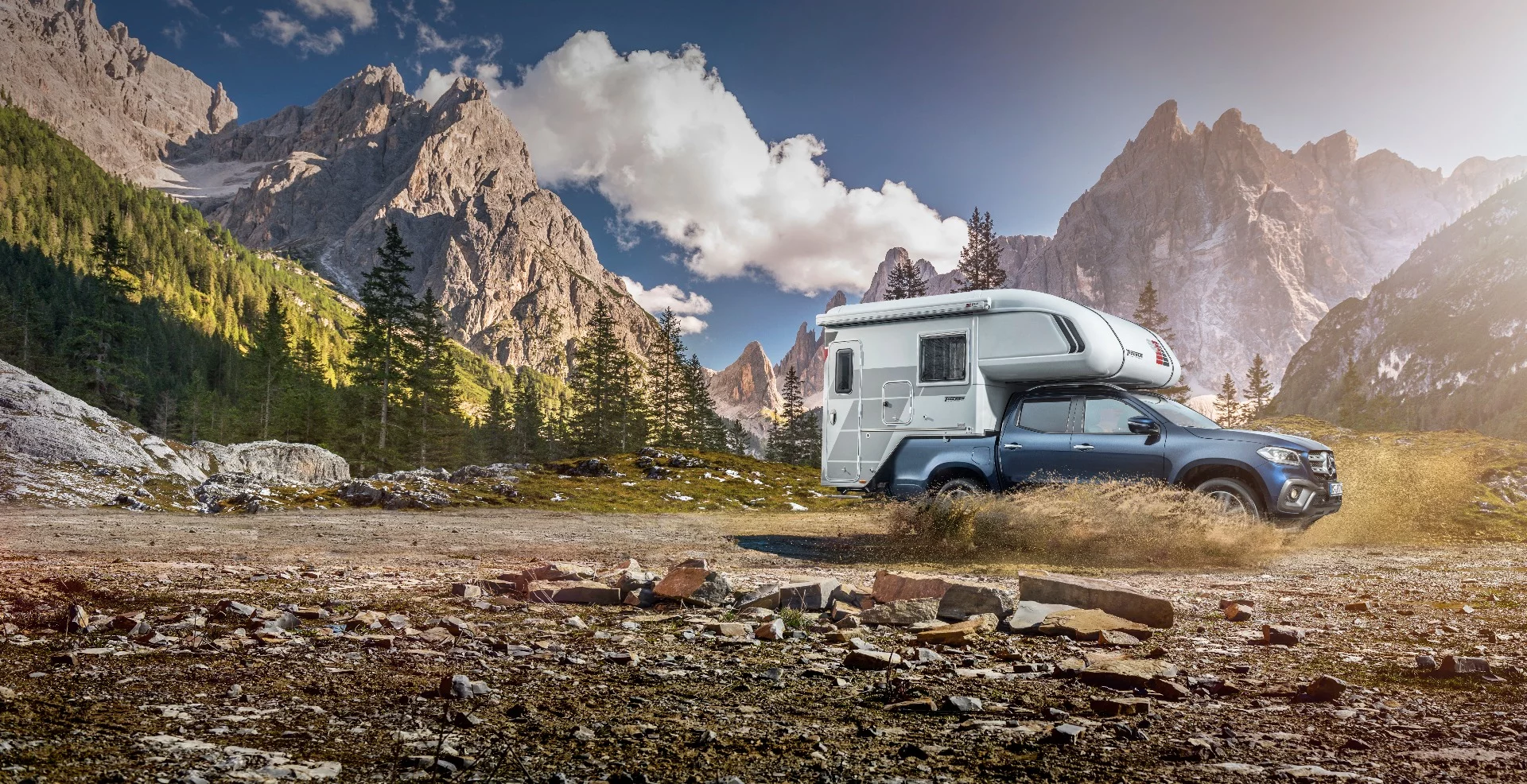 Tischer's camper shell provides a kitchen, bathroom, sitting area and two beds