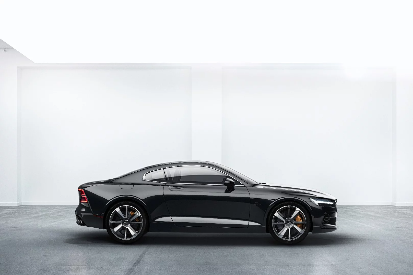 The Polestar 1 measures 177 in (4,500 mm) long and has a sporty silhouette