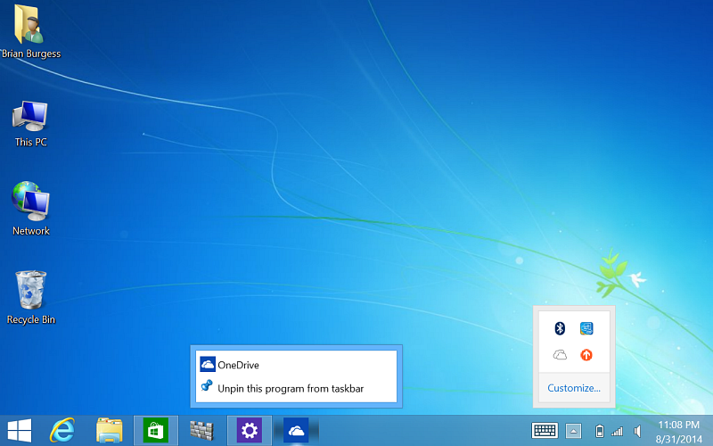 Desktop items size increased to 150%