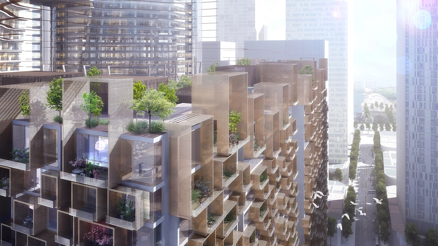 Marina One's outward-facing aspects will follow the city grid