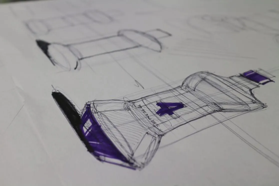 An early prototype bottle design