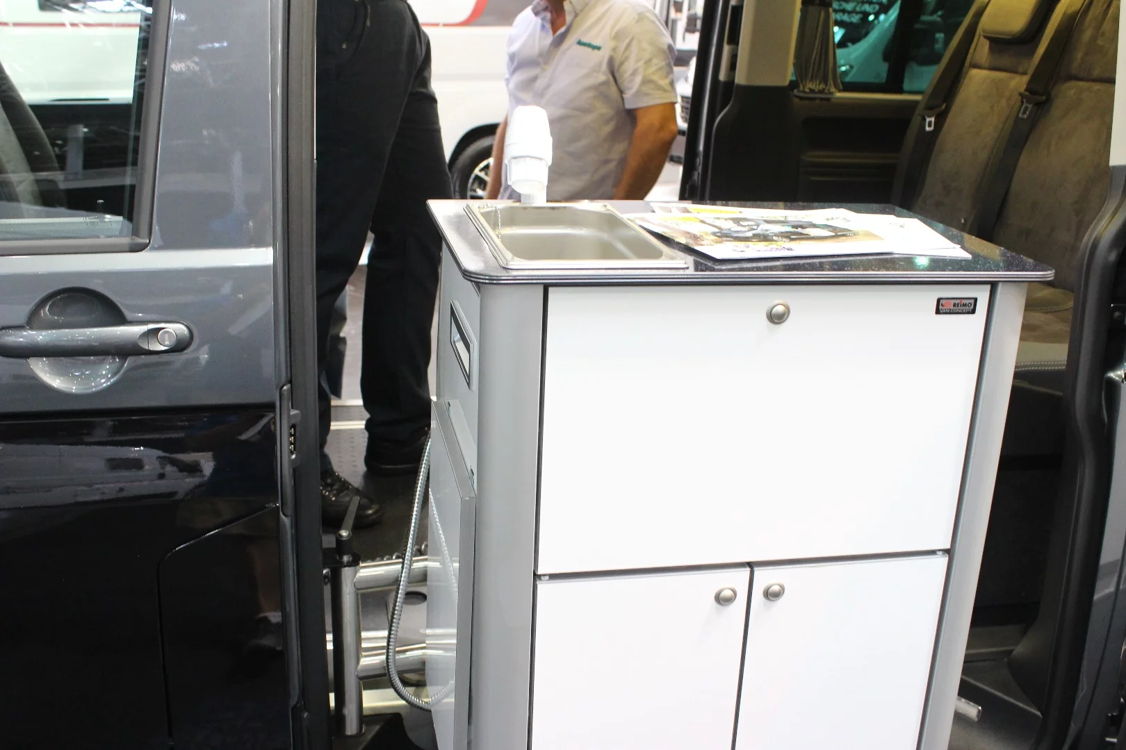 Like the Tonke Van, the Reimo VW T6 Weekender features a moveable indoor/outdoor kitchen