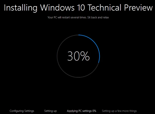 Windows 10 tech preview installing