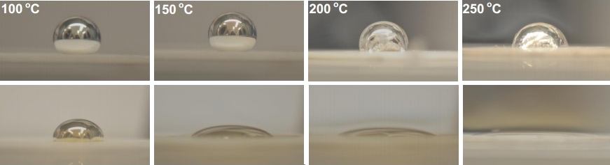 The sodium-cesium droplet on the bottom is able to 'wet' the ceramic electrolyte much more effectively than the standard pure sodium electrode (Photo: PNNL)