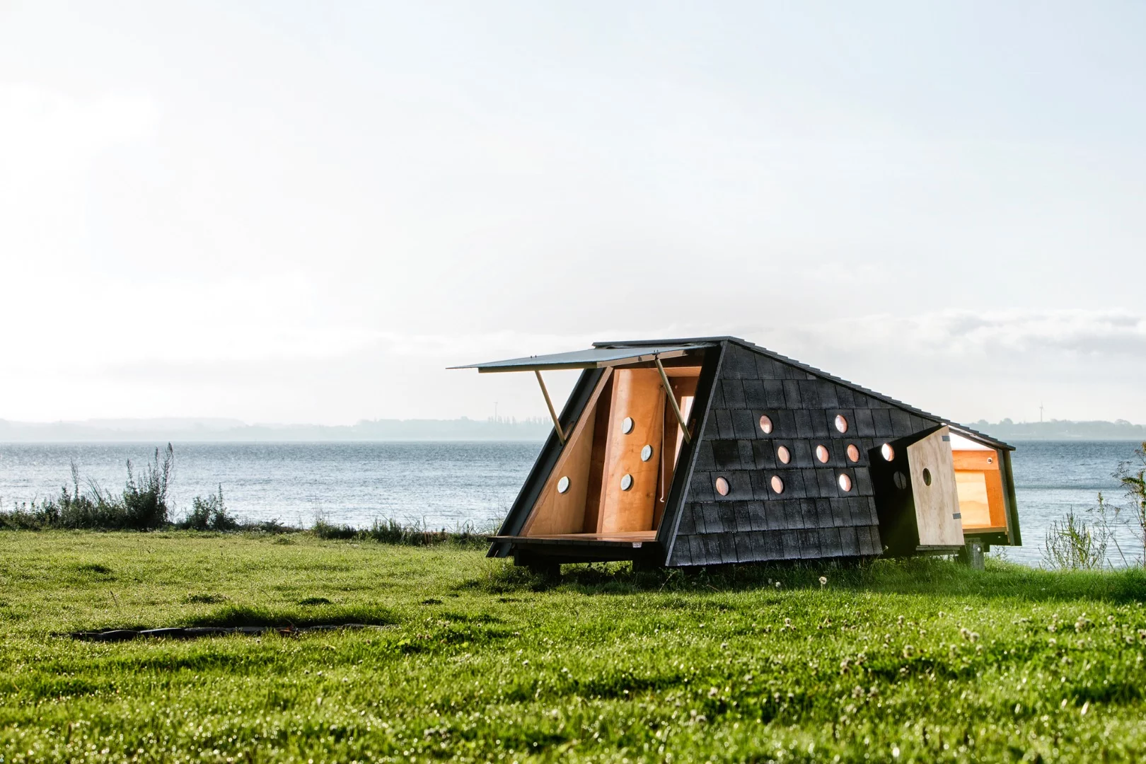 Each of the shelters is located in a carefully-chosen beauty spot near the sea