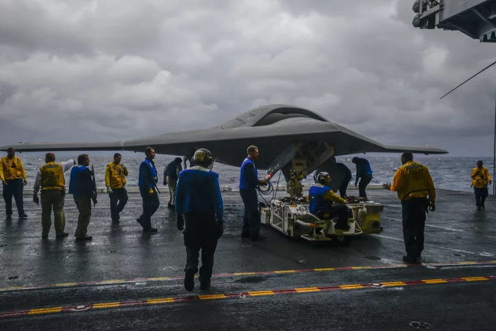 The Northrop Grumman X-47B aboard the USS Harry S. Truman