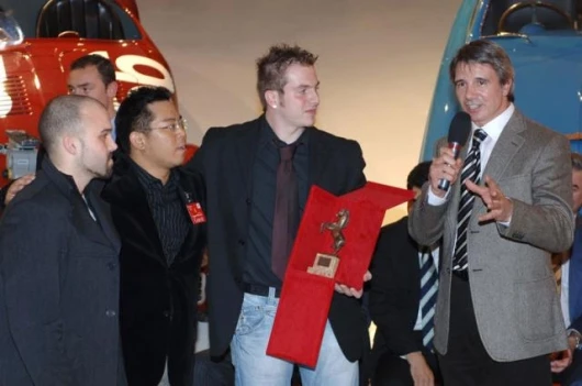 Manuele Amprimo, Werner Gruber and Yu Jae-Cheul, Ascari project designers, with Donato Coco
