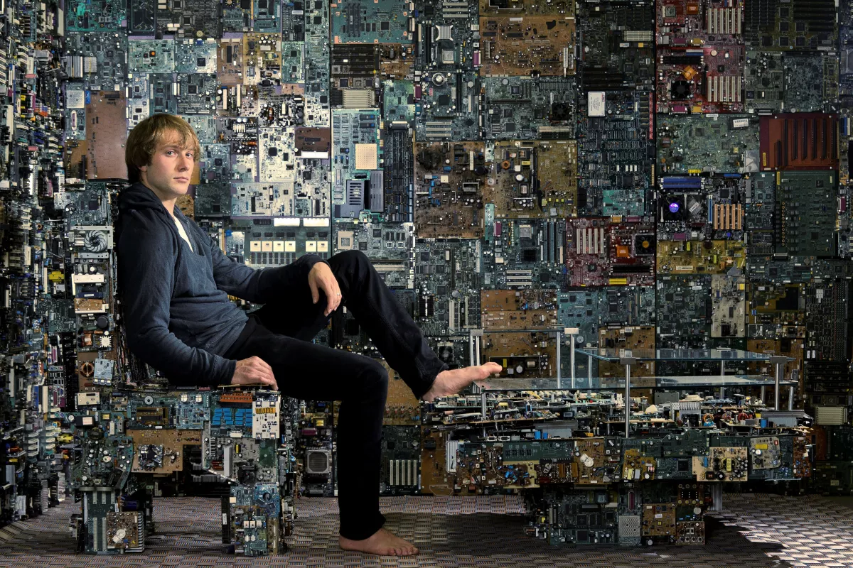 Benjamin Caldwell resting in the Binary Furniture display room (Photo: BRC Designs)