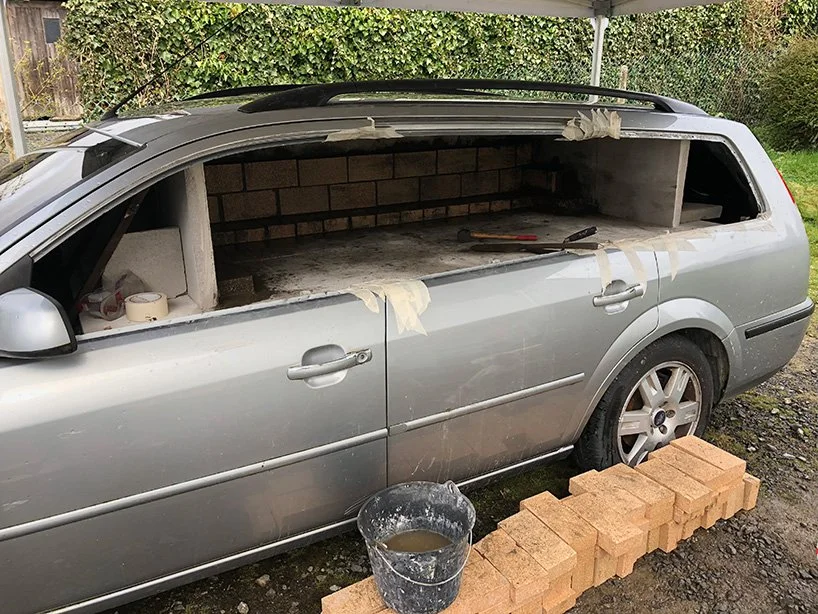 The wood-fired Ford Mondeo pizza oven