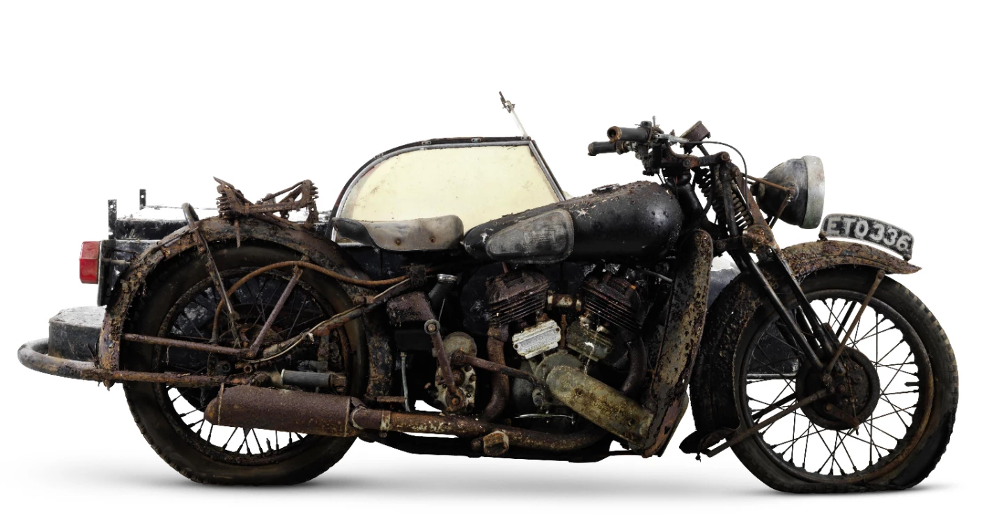 This 1938 Brough Superior 982 cc SS80 Project with Petrol Tube Sidecar is estimated to sell for £22,000 to £32,000 (US$33,000 and $48,000)