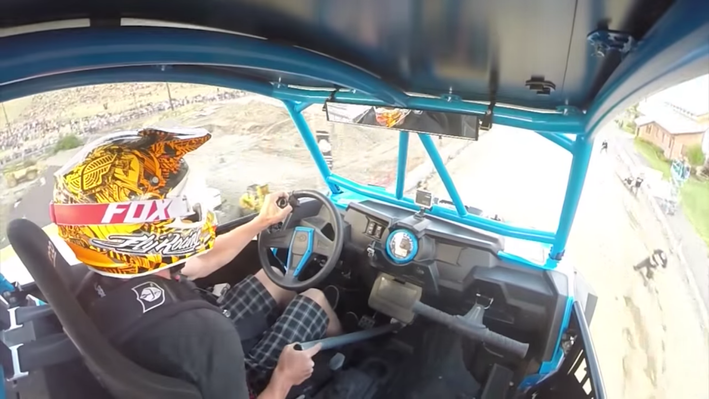 Yes, he's using that stick to flat-out poke the pedals