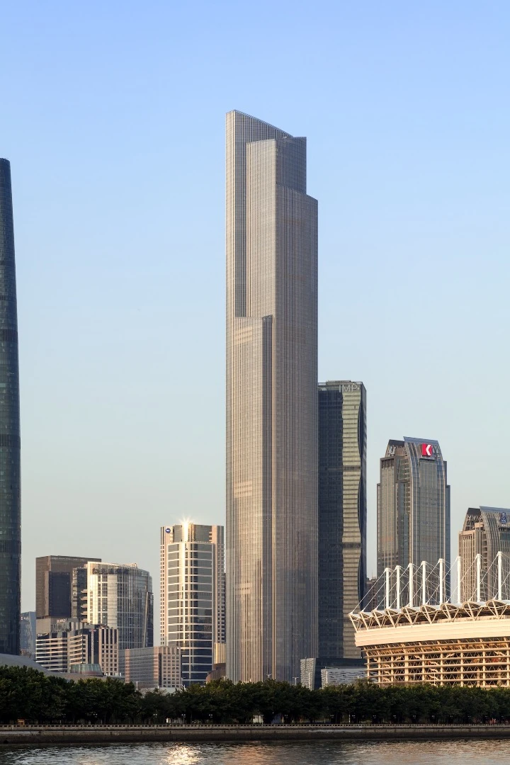Guangzhou CTF Finance Centre, by KPF, features a terracotta facade