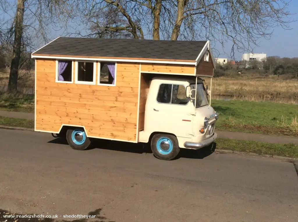 The Austin Camper Shed Camper is a fully-fledged camper melding shed and a classic Austin J4 pickup truck