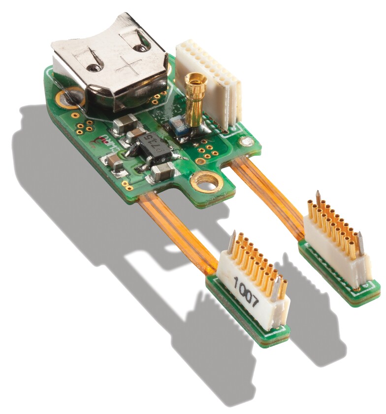 A close-up view of the device