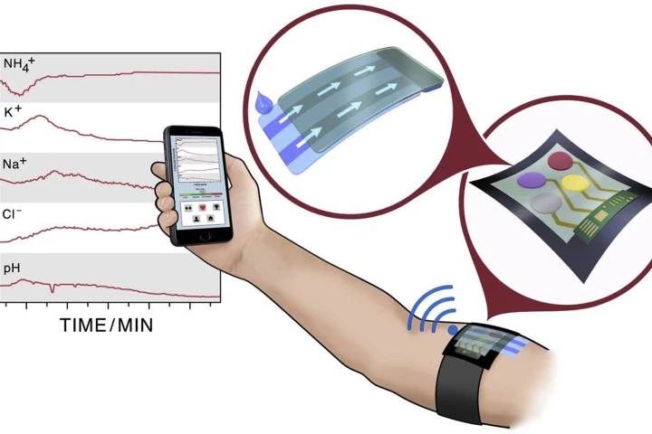 In this scenario, an armband measures blood and sweat and sends the information to a smartphone app