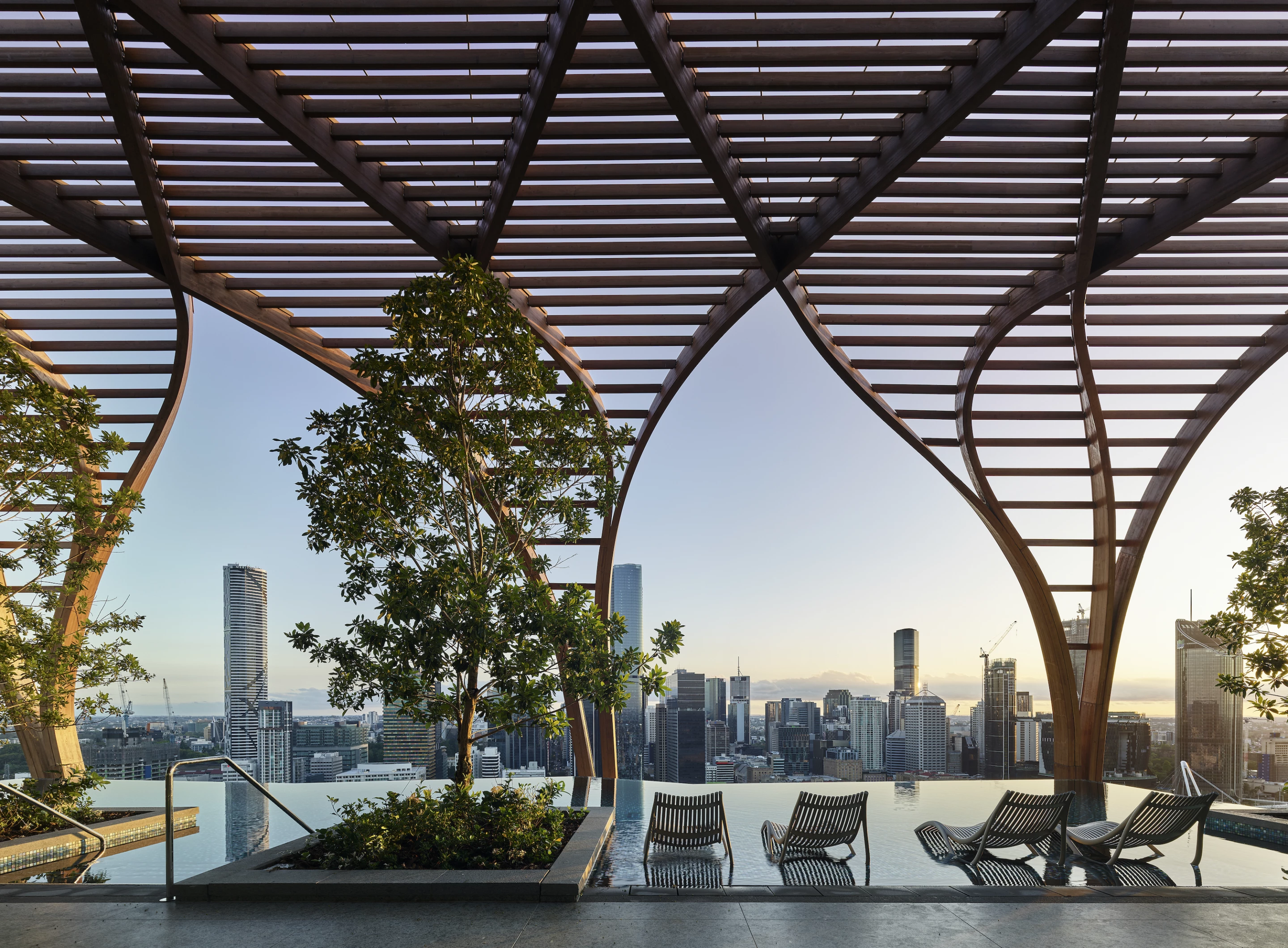Upper House's rooftop terrace area offers superb views over Brisbane