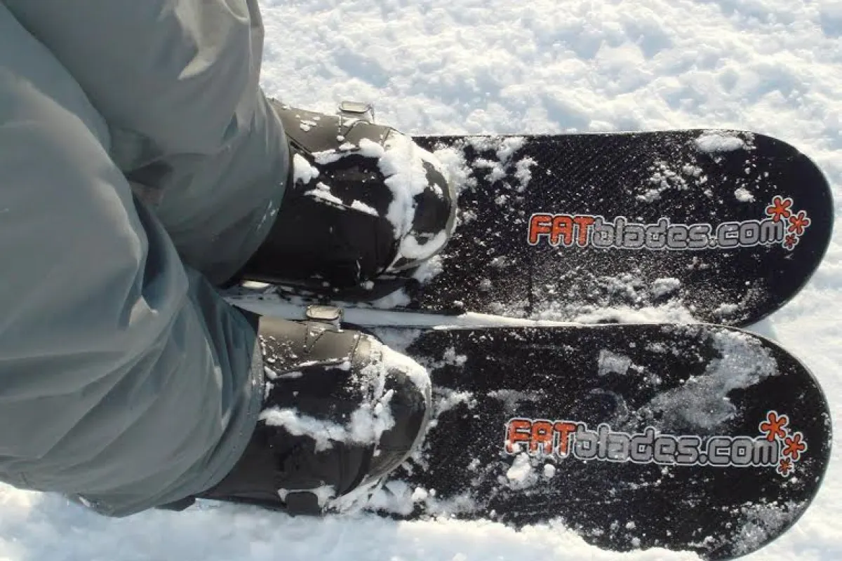 The extra width compared to traditional skis allows for a larger surface area, which the company says elevates the rider to the surface of the snow